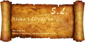 Sinka Lóránt névjegykártya
